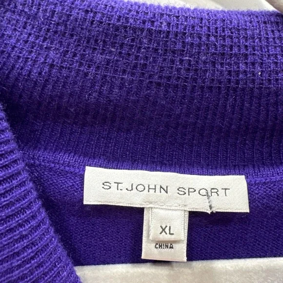 ST.JOHN SPORT  Women's Sweater Sleeveless Blue Cashmere Size Xl Lightweight Knit - Picture 6 of 11